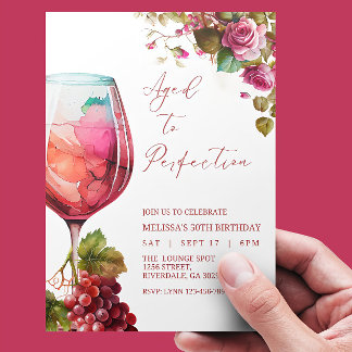 Editable Aged to Perfection Invitation, Wine Birth Invitation