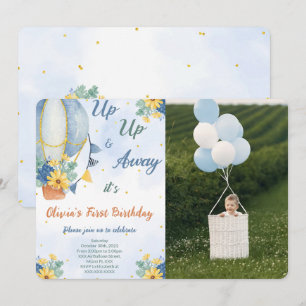 Editable Air Ballon Photo Invitations