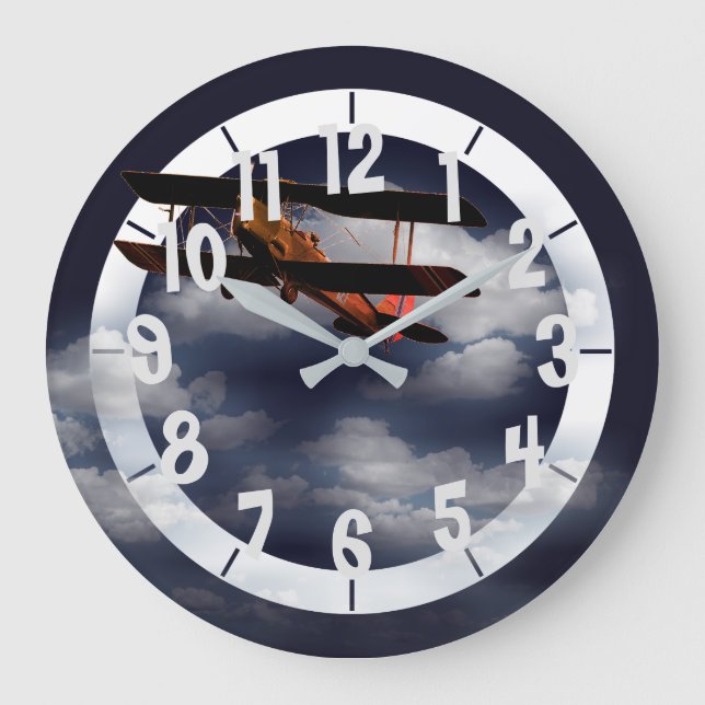 Editable Airplane Large Clock (Front)