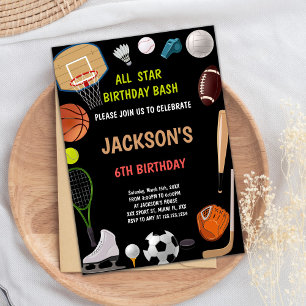 Editable All-Star Athletic Party Invite