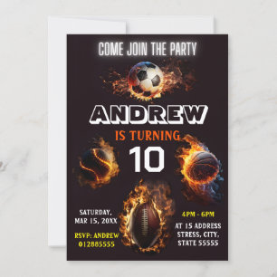 Editable All Star Sports Birthday Invitation