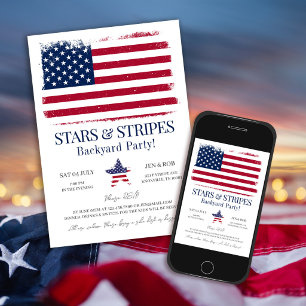Editable American Flag 4th of July Invitation