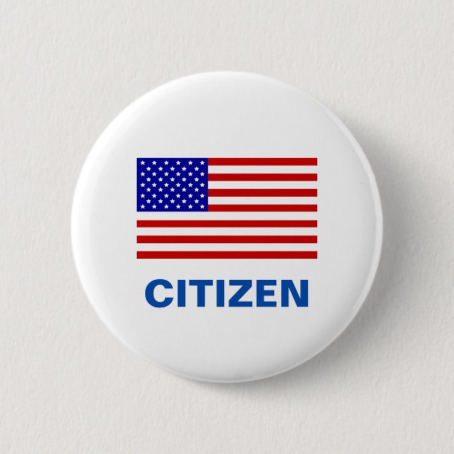 Editable American flag and citizen text 6 Cm Round Badge (Front)