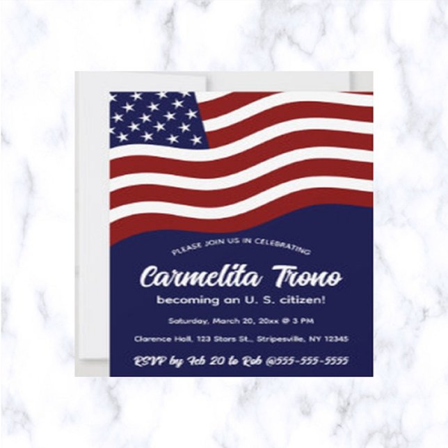 Editable American Flag Citizenship Party  Invitation (Creator Uploaded)