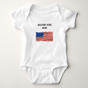 Editable American Flag Welcome Home Mum Baby Bodysuit
