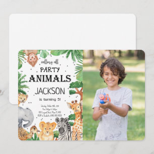 Editable Animal Safari Photo Invitation