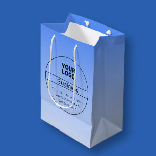 Editable Any Colour Ombre Business Name & Logo Medium Gift Bag