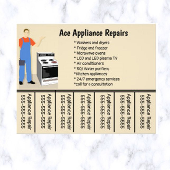 Editable Appliance Repairs Phone Number Flyer (What a great way to advertise your appliance repairs business!)