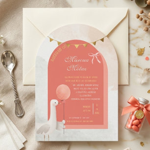 Editable Aqiqah for Baby Girl Arch Shape Cute Go Invitation