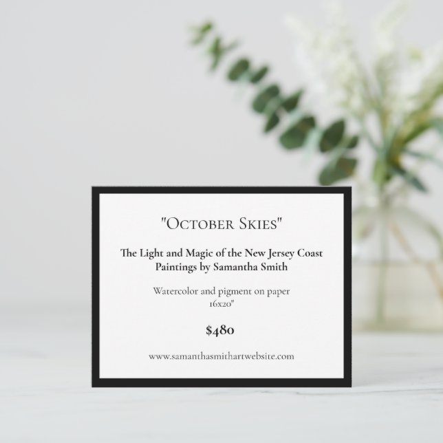 Editable Art Exhibition Display Cards Art Labels (Standing Front)