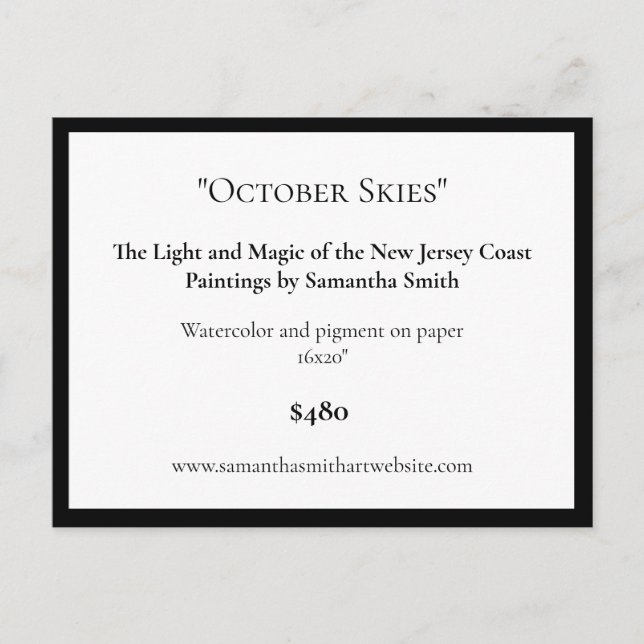 Editable Art Exhibition Display Cards Art Labels (Front)