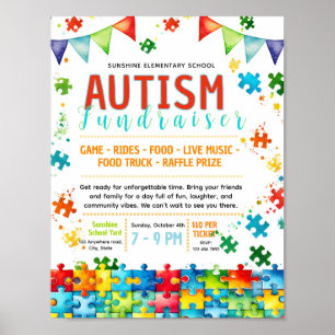 Editable Autism Awareness Fundraiser Flyer Poster