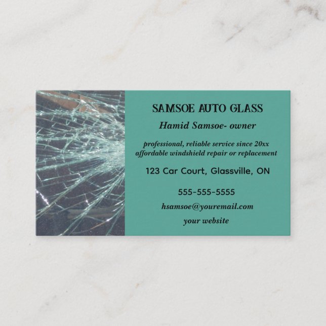 Editable Auto Glass Repair and Replacement Busines Business Card (Front)