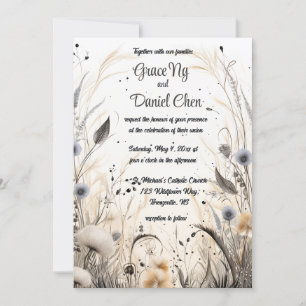 Editable Autumn Breeze Wildflowers  Invitation