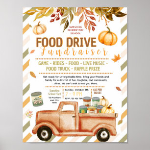 Editable autumn fall food drive flyer poster