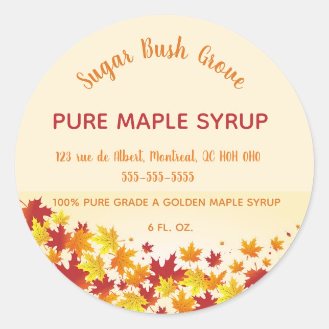 Editable Autumn Foliage Maple Leaf Classic Round Sticker (Front)