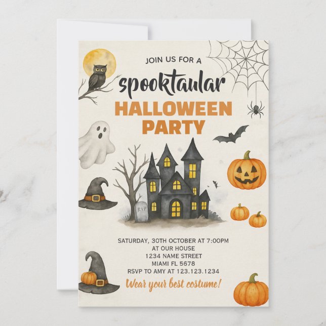 Editable Autumn Halloween Invite (Front)