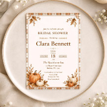 Editable Autumn Pumpkin Plaid Fall Bridal Shower