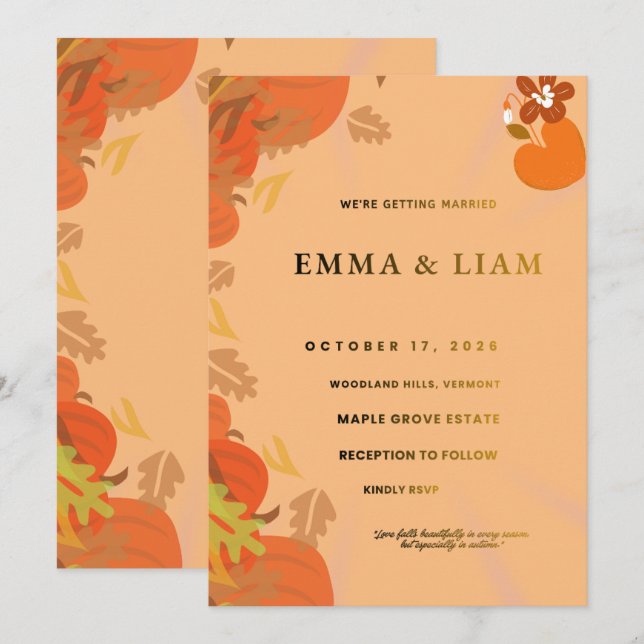 Editable Autumn Wedding Invitation | (Front/Back)
