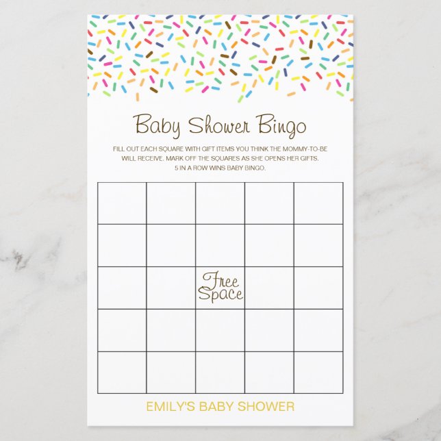 Editable Baby Bingo Baby Shower Game PRINTED (Front)