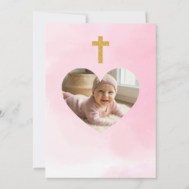 Editable Baby Girl Baptism Invitation  (Back)