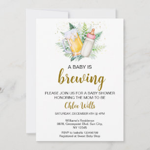 Editable Baby is Brewing Baby Shower Invitation