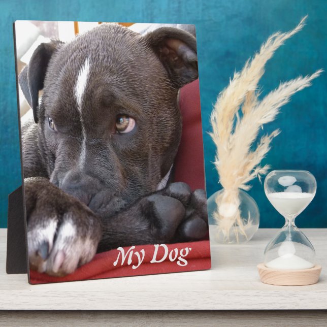 Editable Baby Pitbull Puppies Plaque (Side)