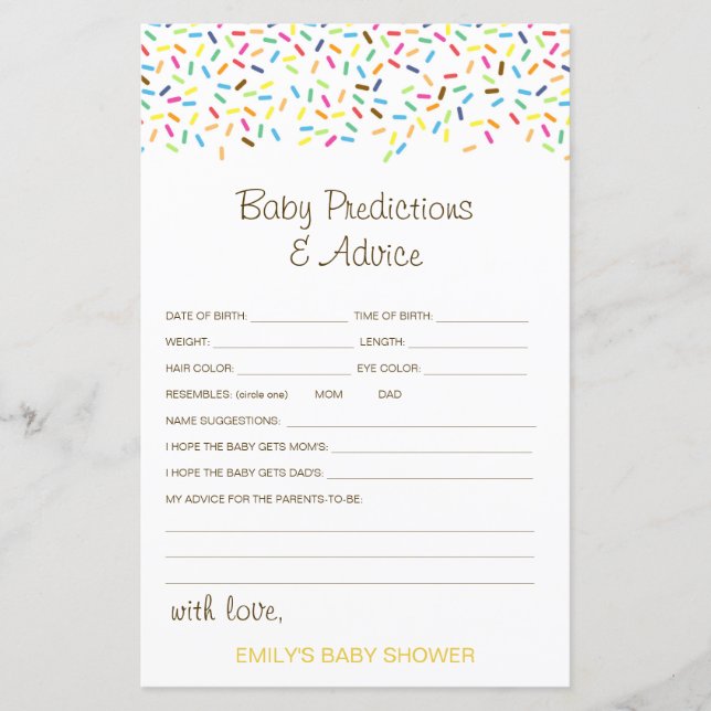 Editable Baby Prediction and Advice Baby Shower (Front)