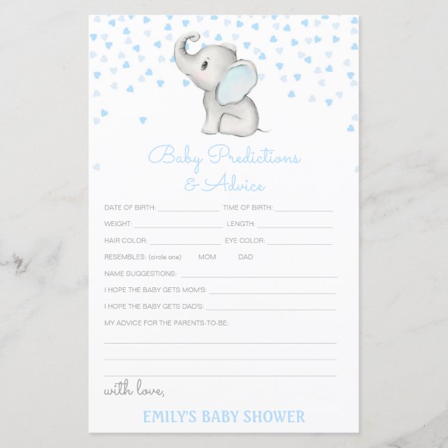 Editable Baby Prediction and Advice Baby Shower (Front)
