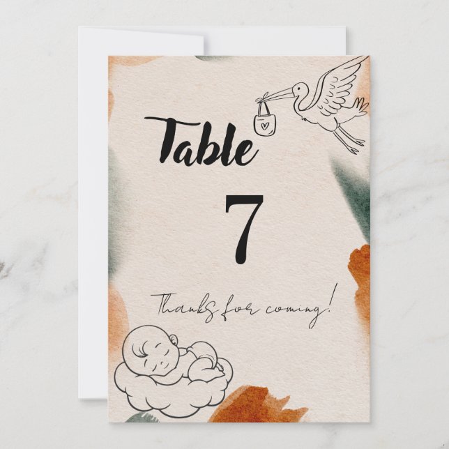 Editable Baby Shower Table Numbers | Minimalist Pa (Front)