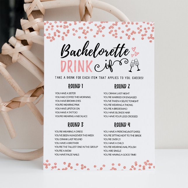 Editable Bachelorette DRINK IF Hen Party Game Card (Creator Uploaded)