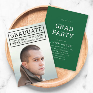 Editable Back Colour Modern Grid Photo Grad Party Invitation