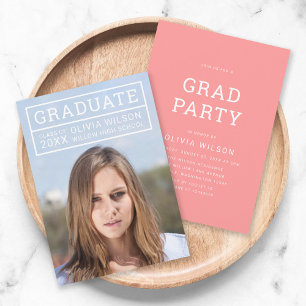 Editable Back Colour Modern Grid Photo Grad Party Invitation