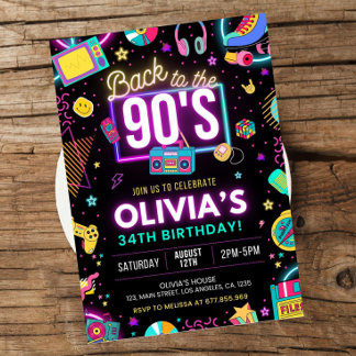 Editable Back to the 90s Birthday Invitation, 90s  Invitation