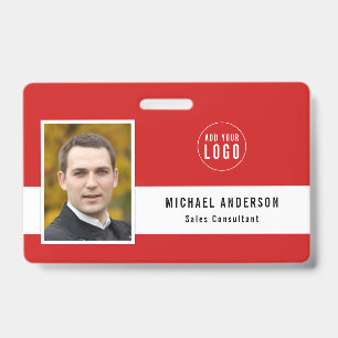 Editable Background Color Add Your Logo Photo Name ID Badge