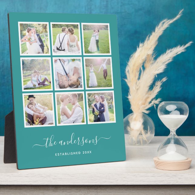 Editable Background Color Photo Collage Script Plaque (Side)