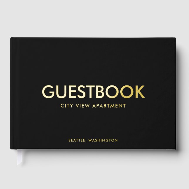 Editable Background Color Sans Serif Modern Guest Book (Front)