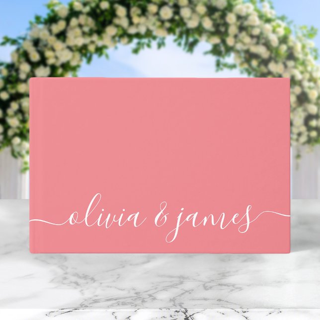 Editable Background Colour Calligraphy Wedding Guest Book (Creator Uploaded)