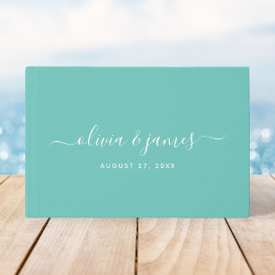 Editable Background Colour Calligraphy Wedding Guest Book