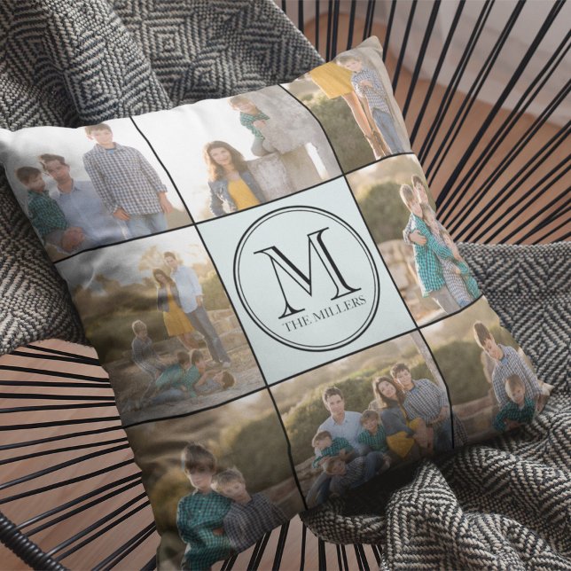Editable Background Colour Custom Monogram Photo Cushion (Creator Uploaded)