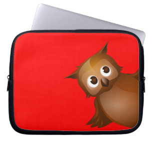 Editable Background Colour - Cute Brown Owl Laptop Sleeve