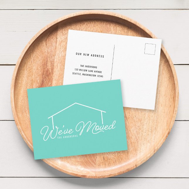 Editable Background Colour House We've Moved Postcard (Creator Uploaded)