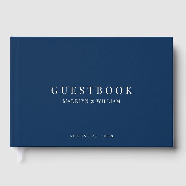 Editable Background Colour Modern Classic Wedding Guest Book (Front)