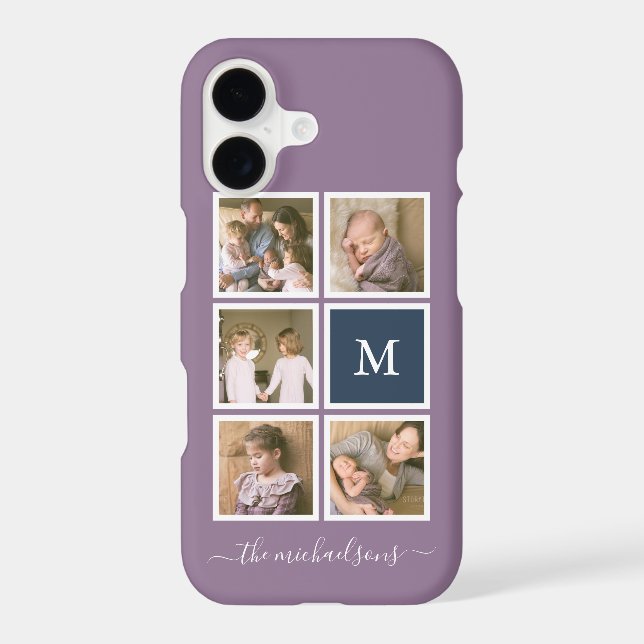 Editable Background Colour Monogram Photo Collage (Back)