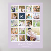 Editable Background Colour Monogram Photo Collage