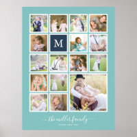 Editable Background Colour Monogram Photo Collage