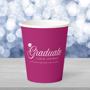 Editable Background Colour Mortarboard Graduate Paper Cups
