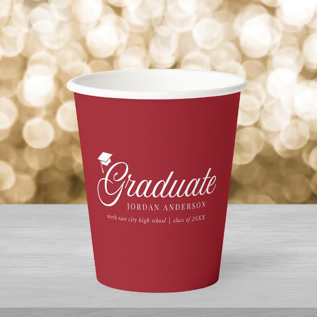 Editable Background Colour Mortarboard Graduate Paper Cups (Creator Uploaded)