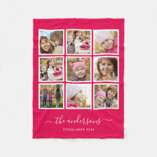 Editable Background Colour Photo Collage Script Fleece Blanket