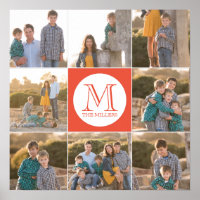 Editable Background Colour Round Monogram Photo